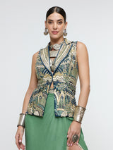 AMARA WAIST COAT PAIRED WITH HIGH SLIT SKIRT