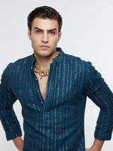 ZAYAN BLUE LUCKNOWI KURTA