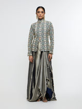 ZIANA DRAPE SKIRT PAIRED WITH EMBELLISHED JACKET