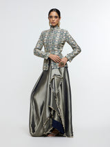 ZIANA DRAPE SKIRT PAIRED WITH EMBELLISHED JACKET
