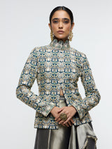 ZIANA DRAPE SKIRT PAIRED WITH EMBELLISHED JACKET
