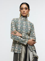 ZIANA DRAPE SKIRT PAIRED WITH EMBELLISHED JACKET