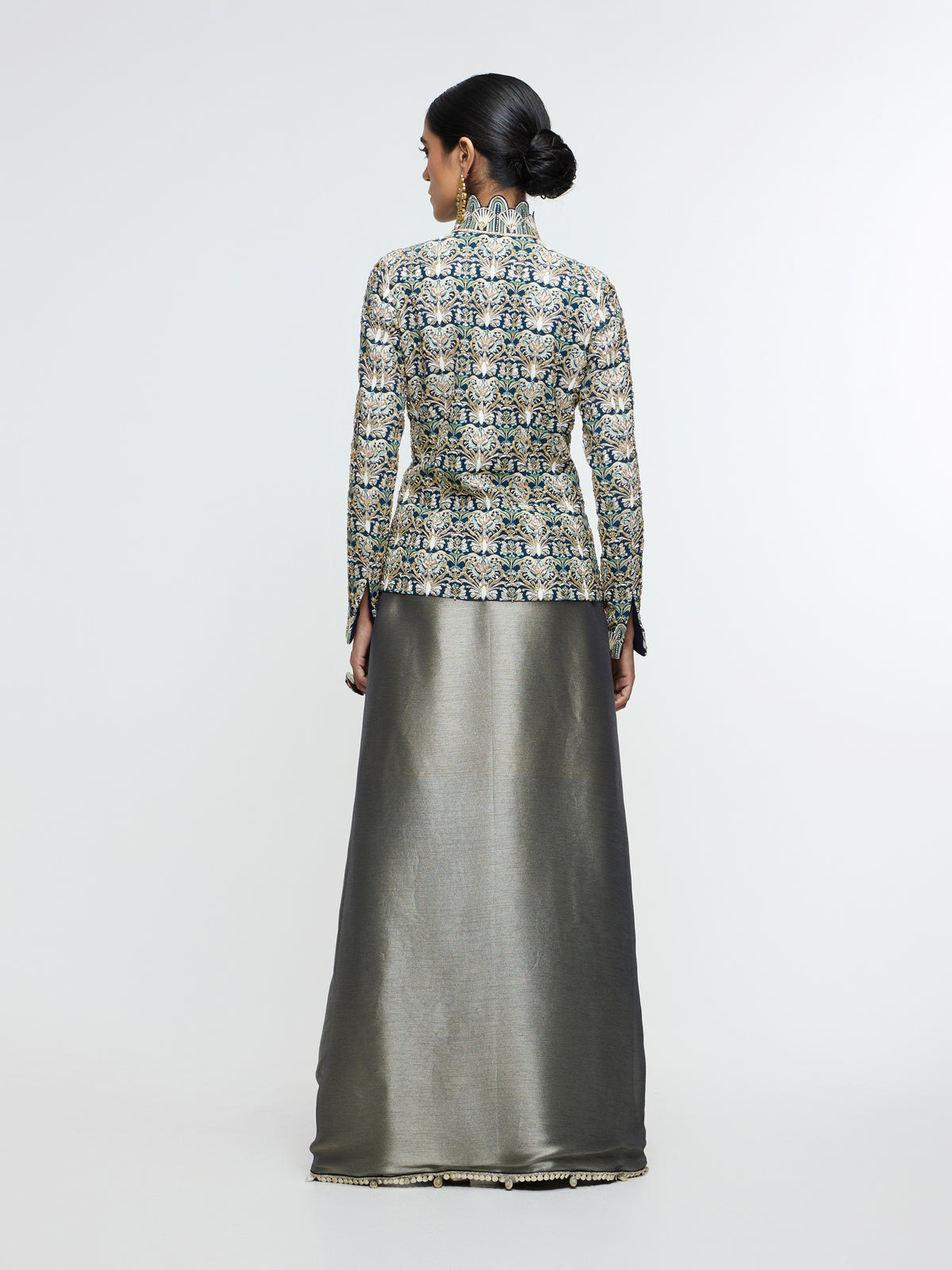 ZIANA DRAPE SKIRT PAIRED WITH EMBELLISHED JACKET