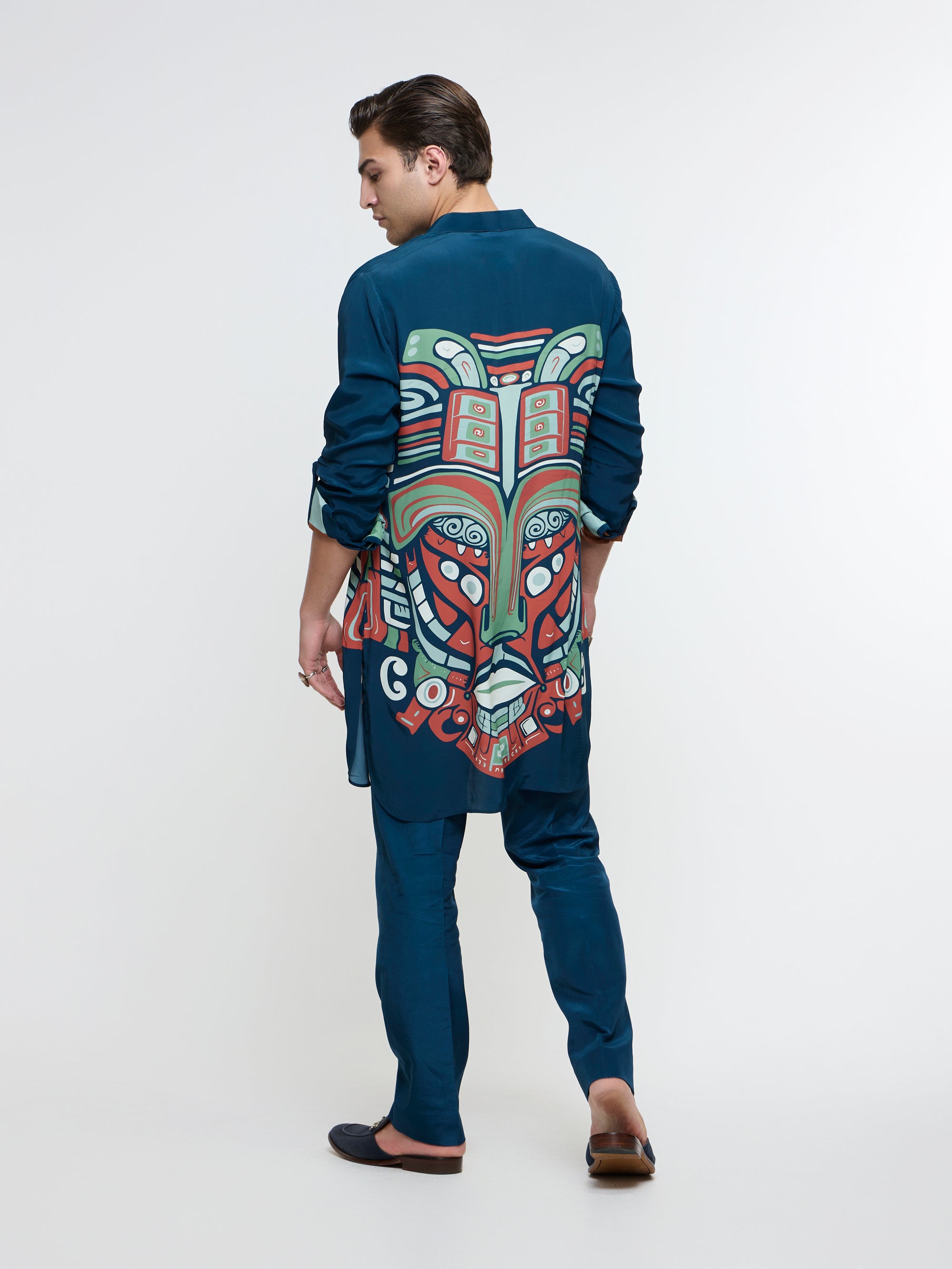 MIDNIGHT BLUE ROLLED UP KURTA