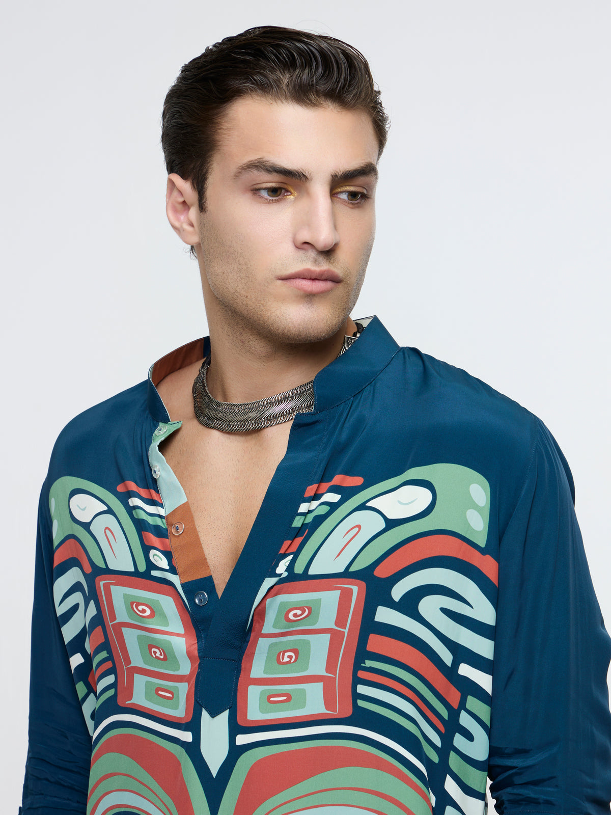MIDNIGHT BLUE ROLLED UP KURTA