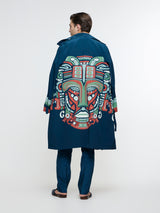 MIDNIHGHT BLUE MASK TRENCH COAT PAIRED WITH KURTA & PANT