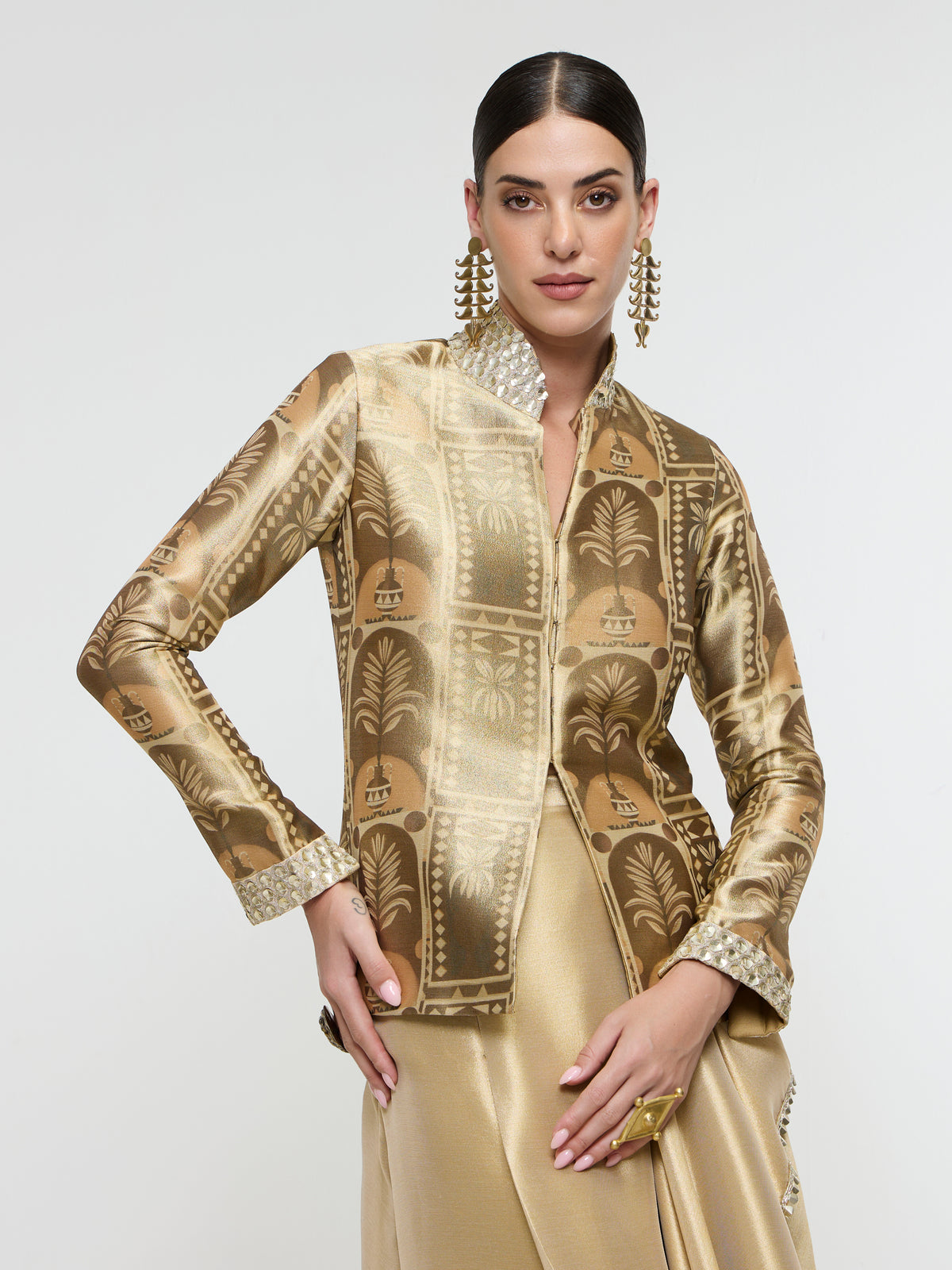 ELARA JACKET PAIRED WITH DRAPED SKIRT