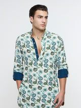 IVAAN WHITE JAAL ROLLED UP KURTA