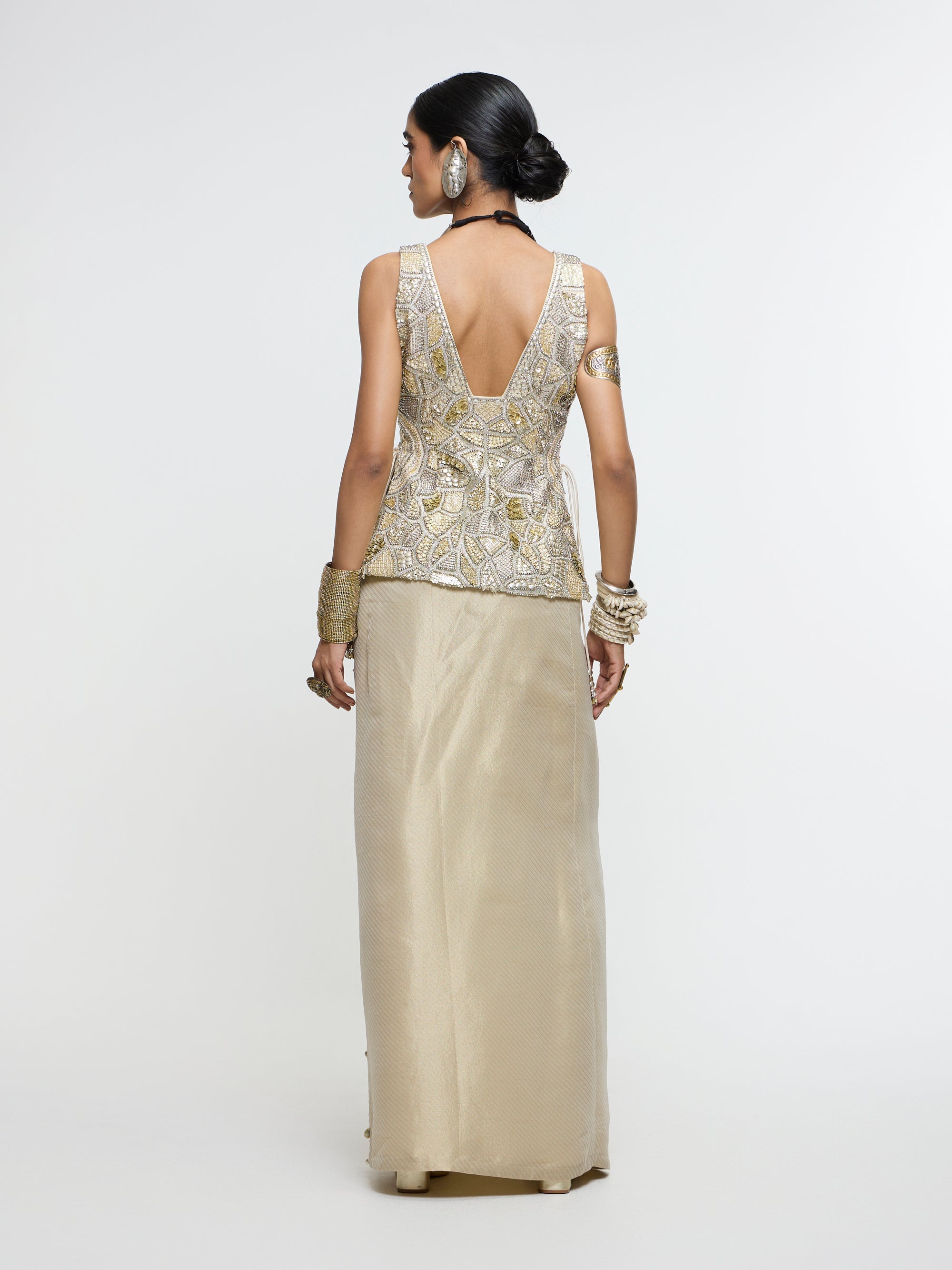 AAINA WAIST COAT WITH SLIT SKIRT