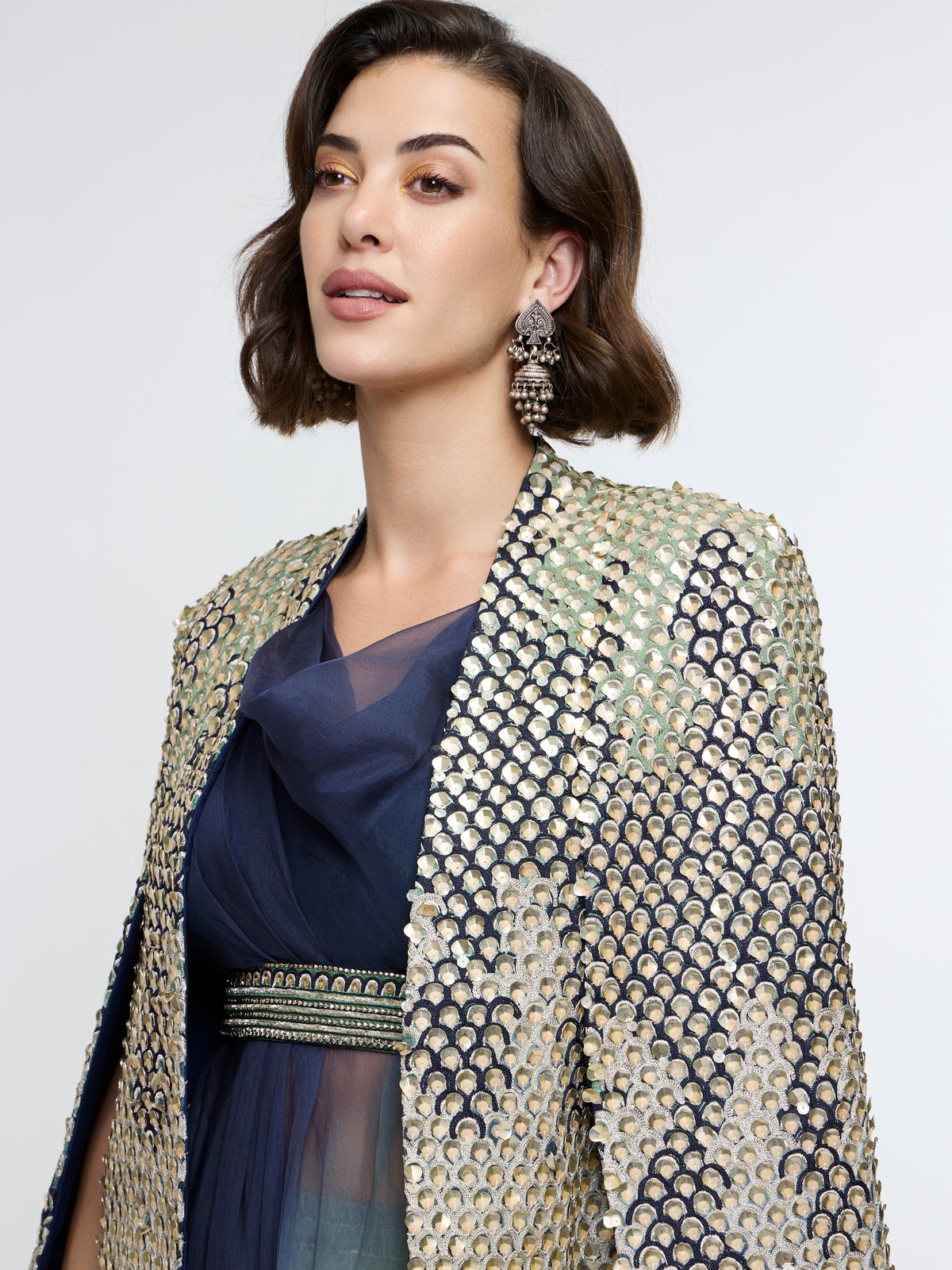 MEHER EMBELLISHED JCAPE JACKET PAIRED WITH OMBRE TOP & PANT