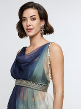 MEHER EMBELLISHED JCAPE JACKET PAIRED WITH OMBRE TOP & PANT