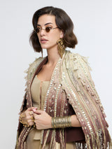 ZEENAT FRINGE JACKET PAIRED WITH CORSET & DRAPE SKIRT