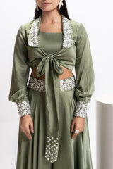 GREEN EMBELLISHED 3 PIECES SET
