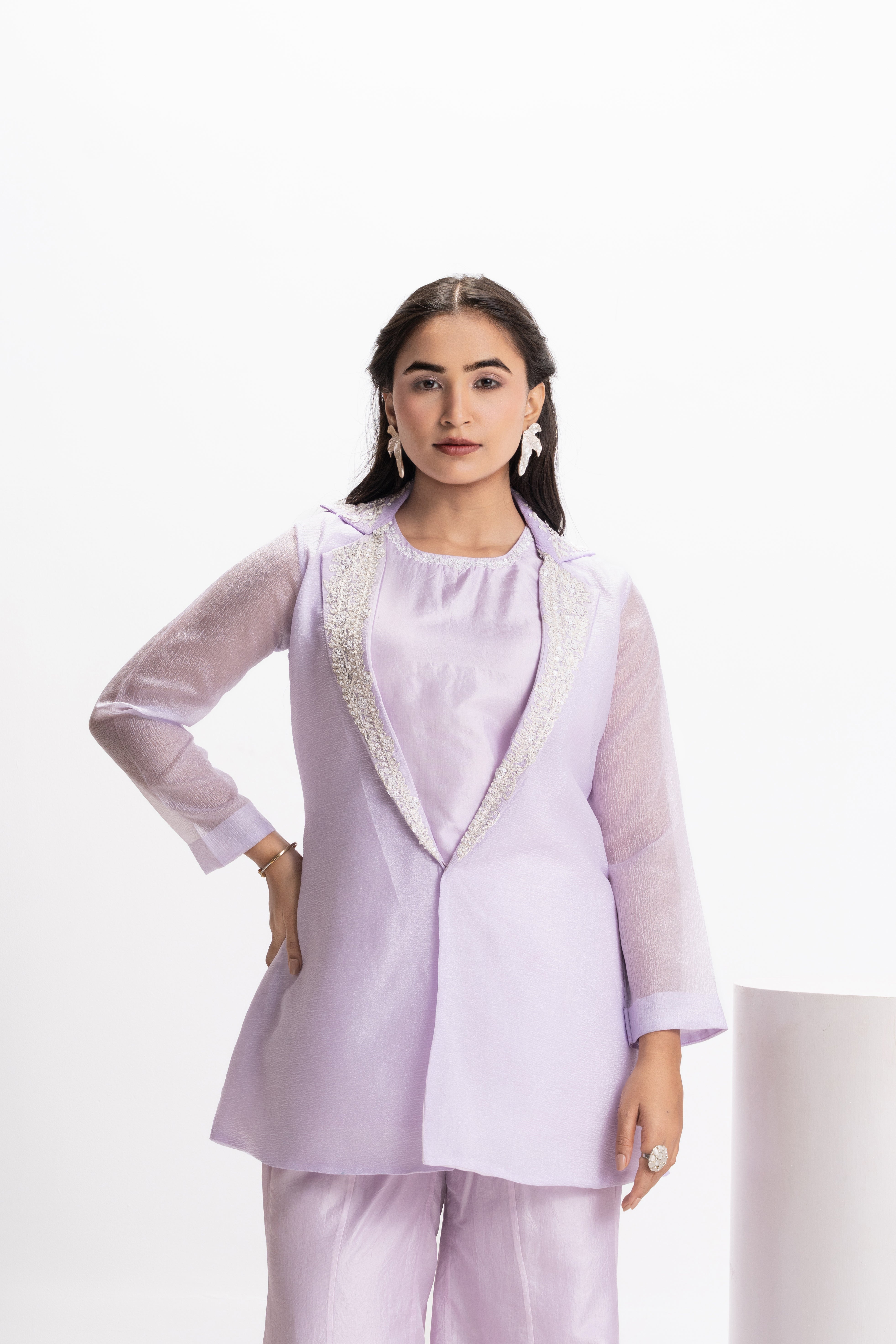 MOONFLOWER EMBROIDERED JACKET &  TROUSER SET