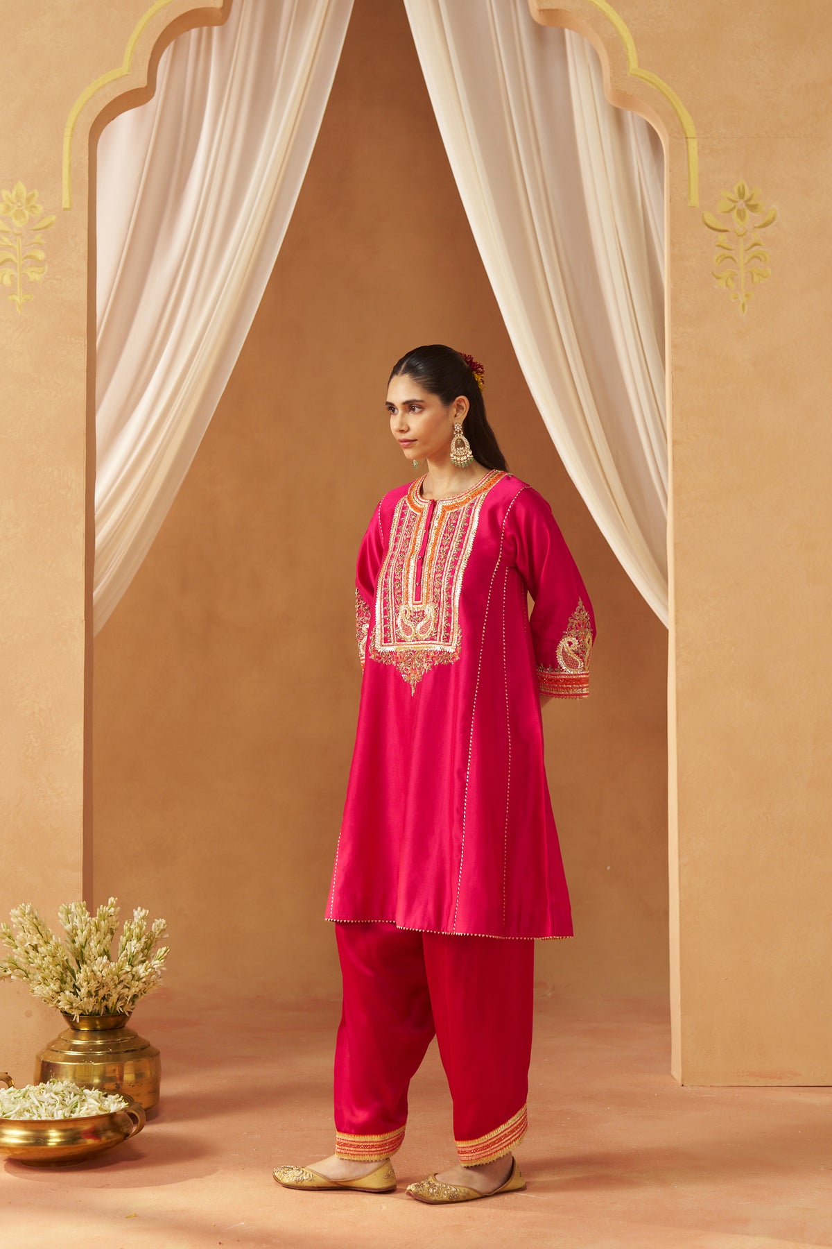 Daneen Hot Pink Chauga with Salwar and Dupatta