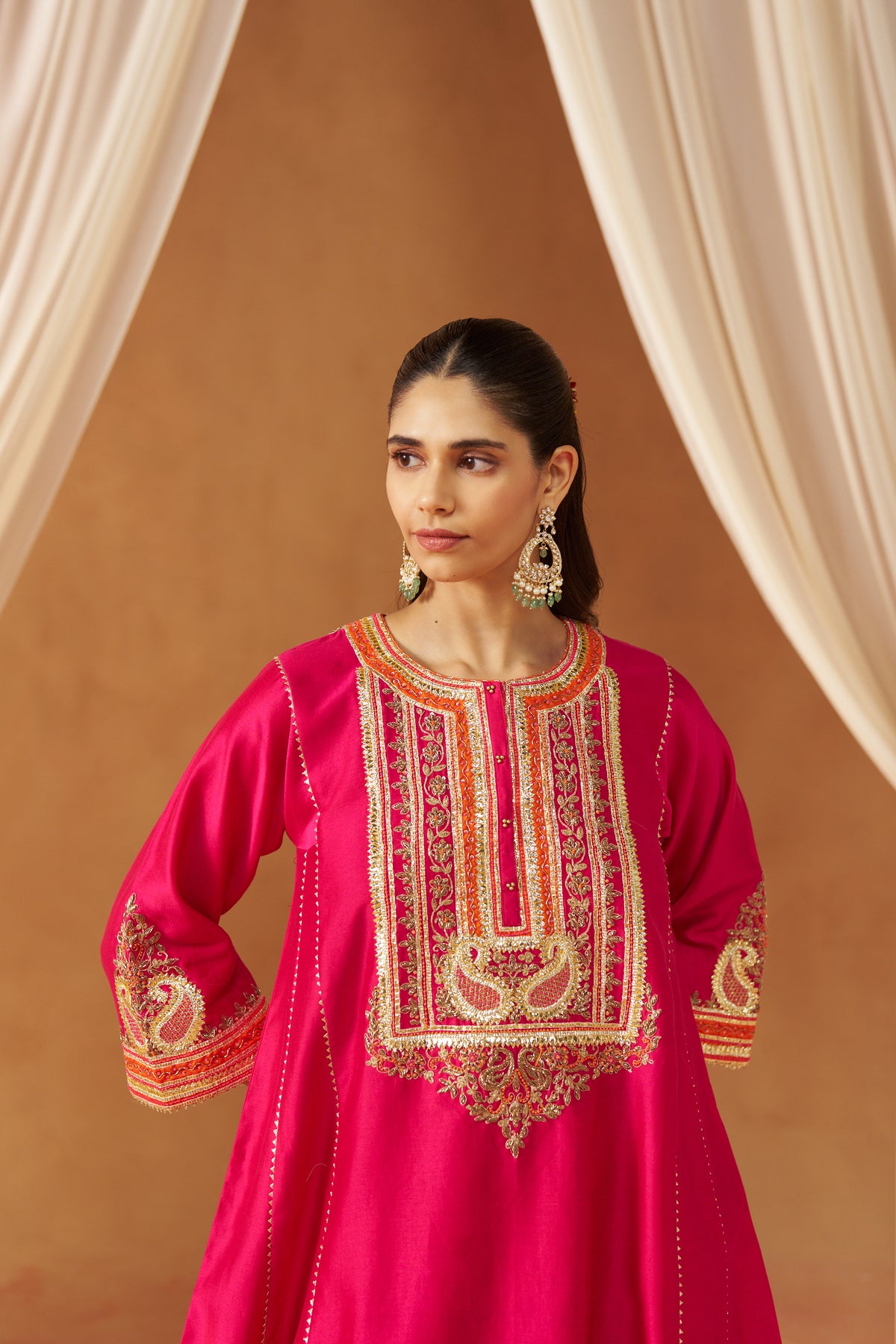 Daneen Hot Pink Chauga with Salwar and Dupatta