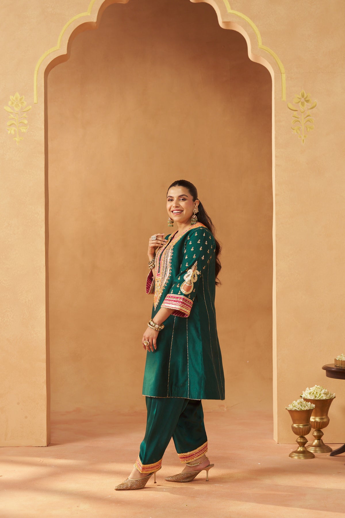 Riva Emerald Green Chauga with Salwar and Dupatta