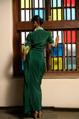 Green Poise Jacket and cowl skirt set
