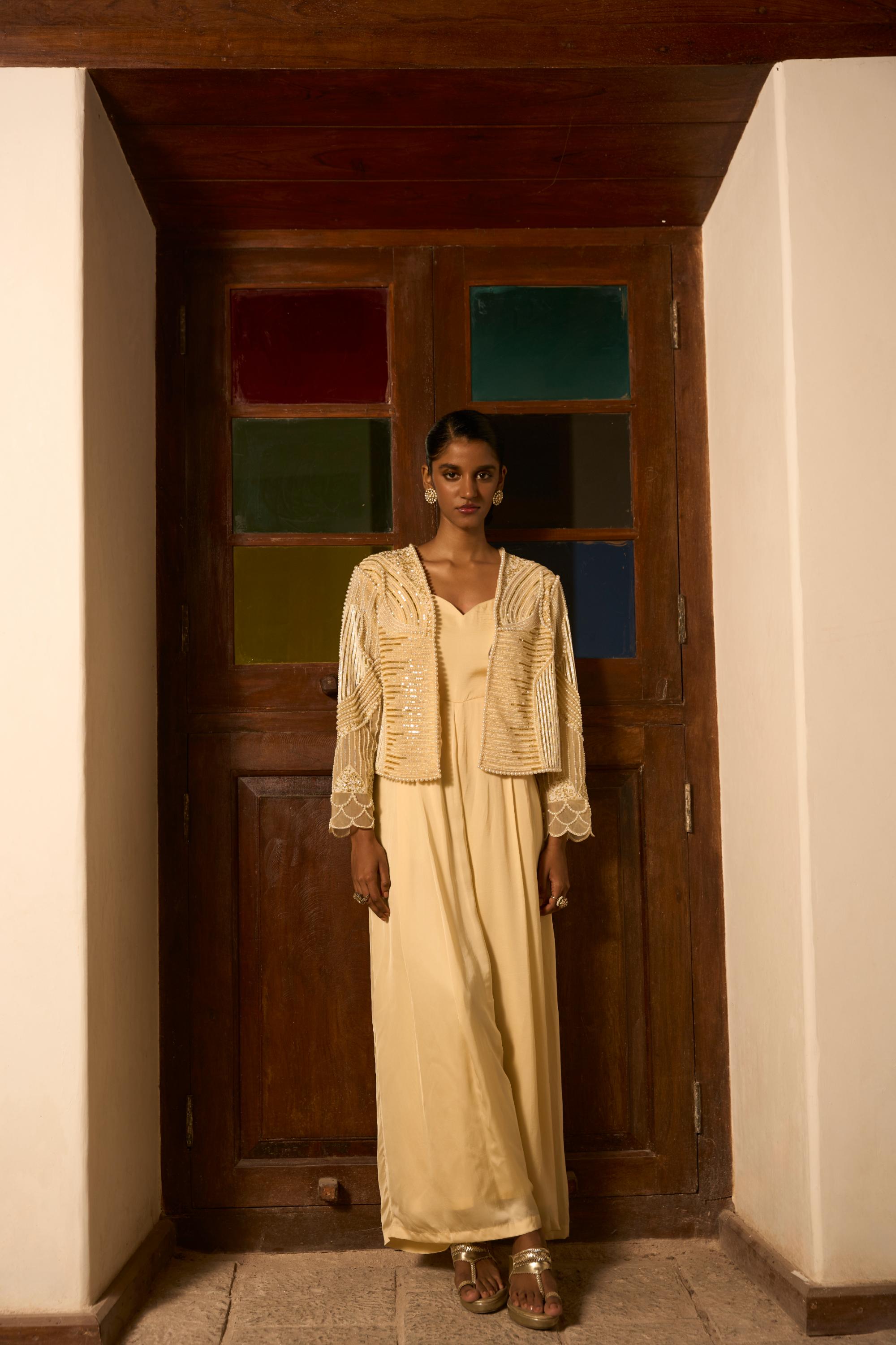 Ivory Golden Poise Jumpsuit with jacket