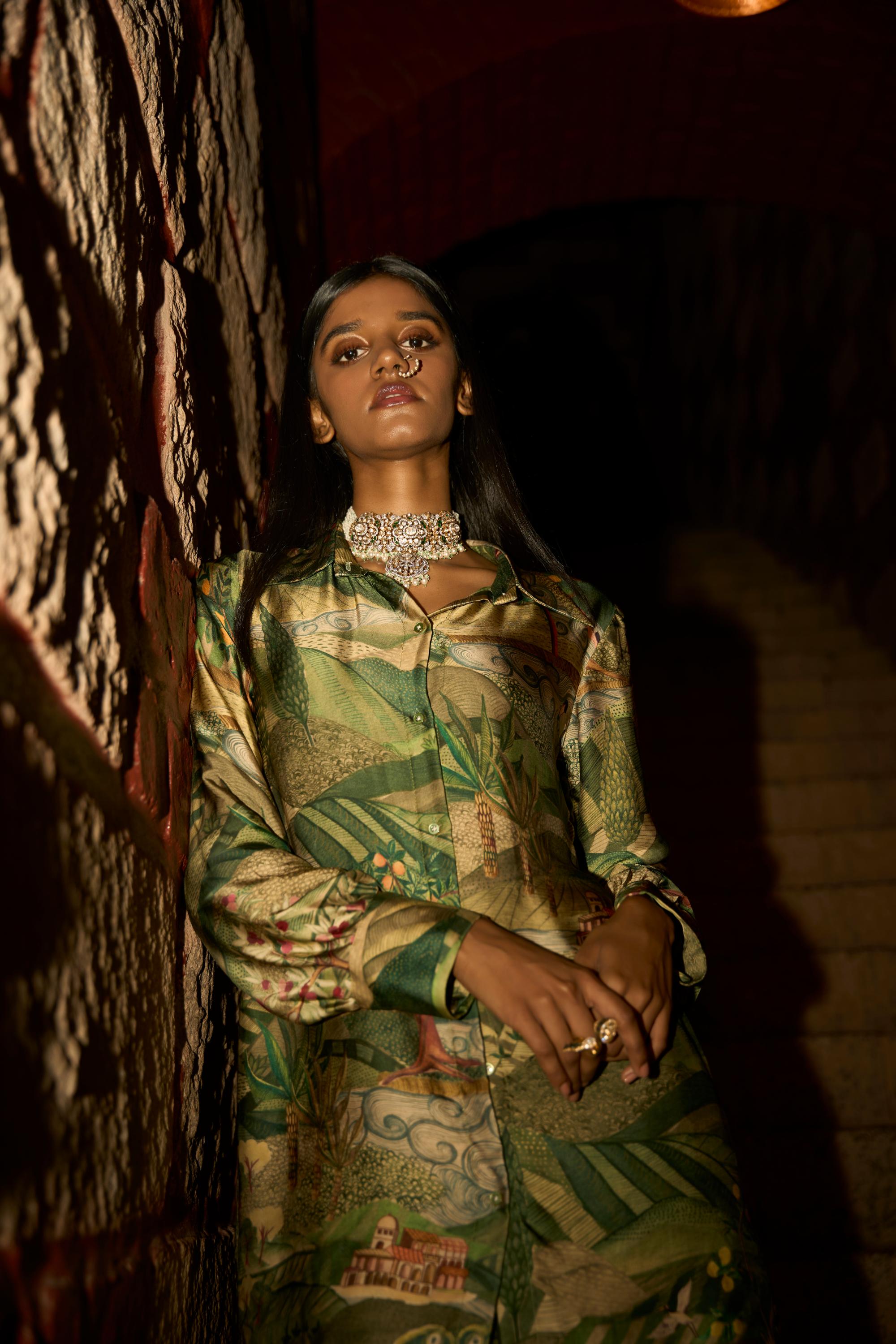 Whispers of the Wild – Green Jungle Printed Co-ord Set