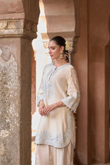 RUHI - DAISY IVORY WITH BLUE SHORT KURTA AND DHOTI