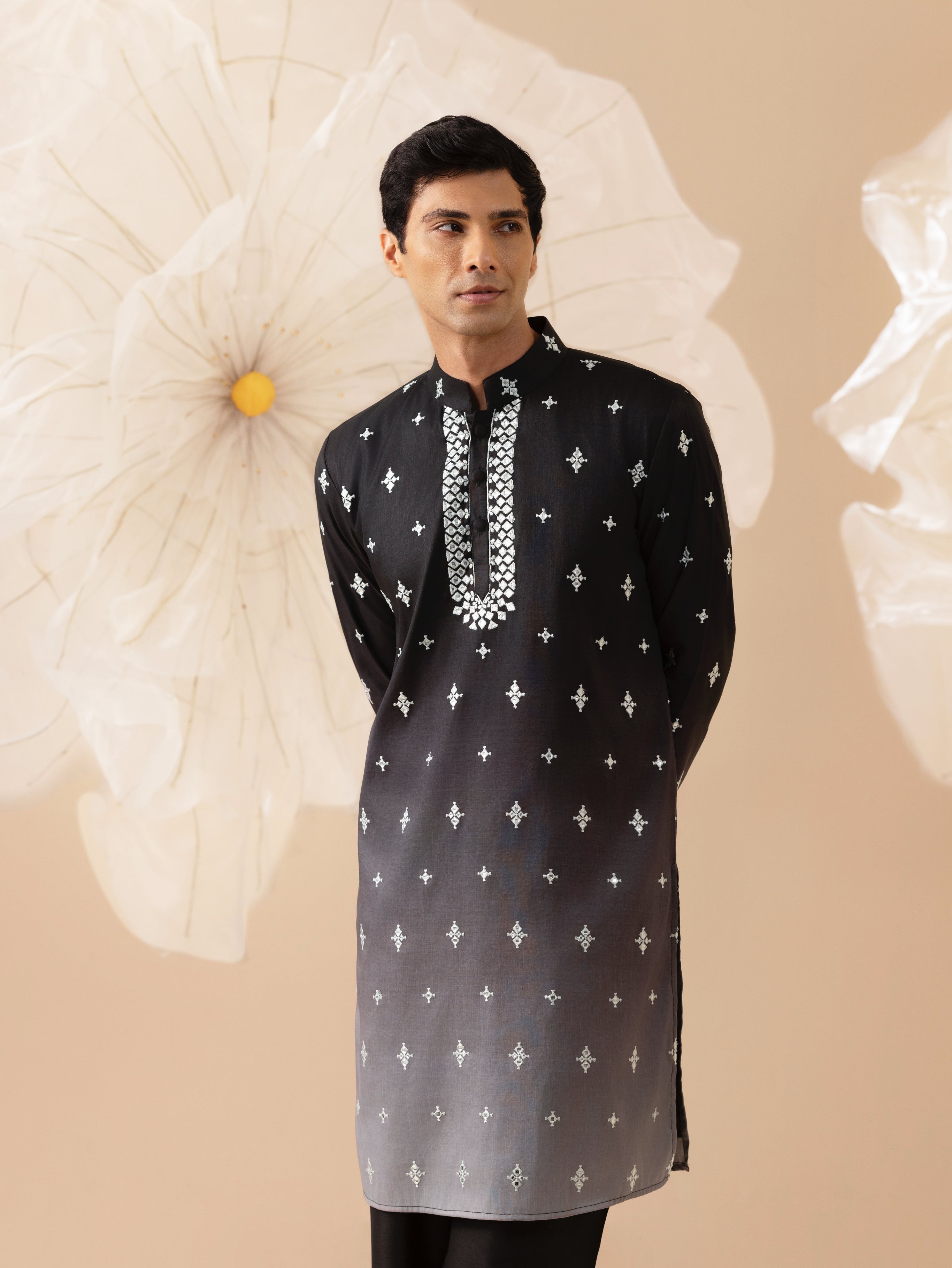 NOOR SILK MIRROR EMBROIDERY KURTA  SET