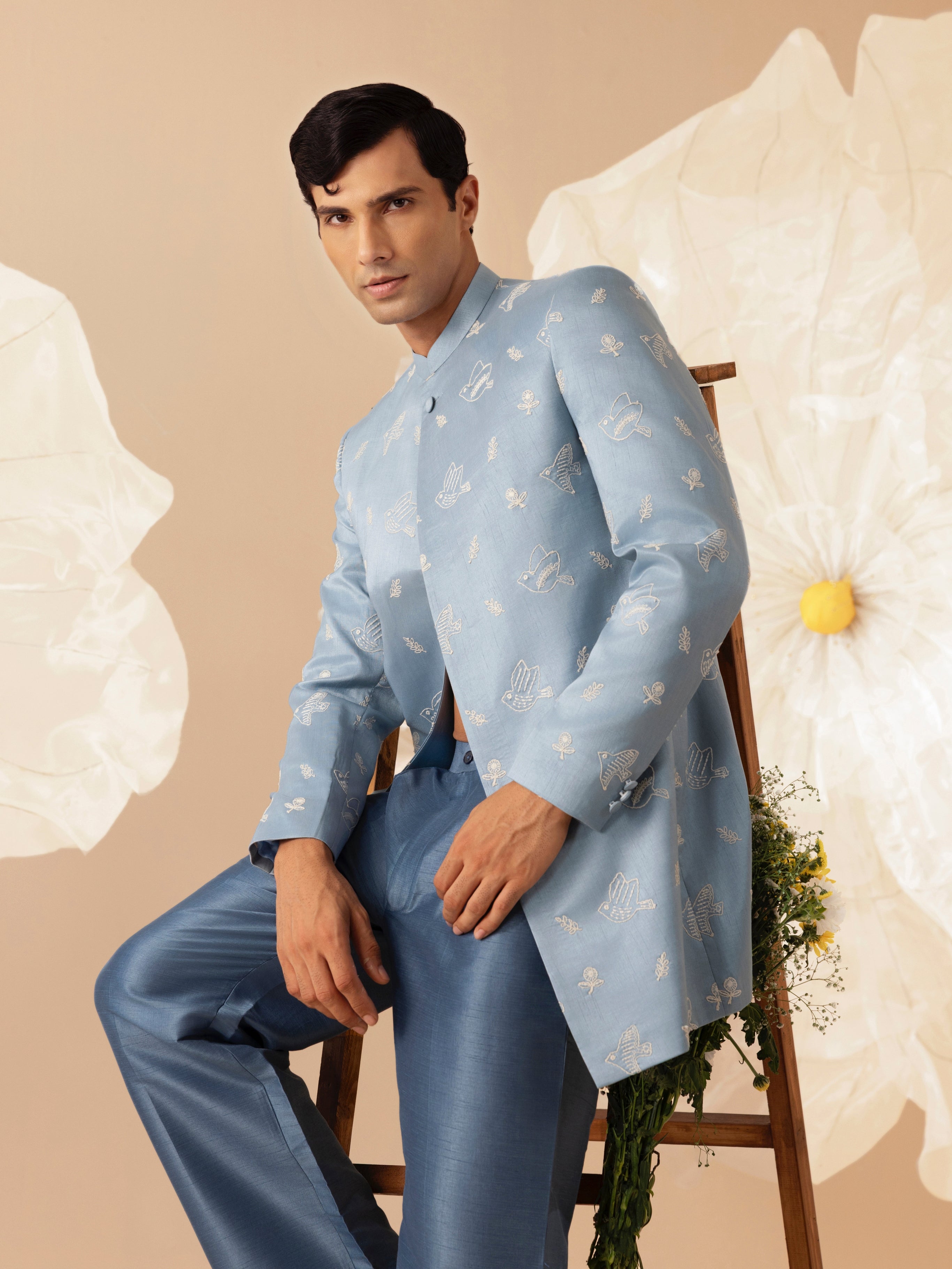 PARINDA SILK EMBROIDERY INDO WESTERN SET