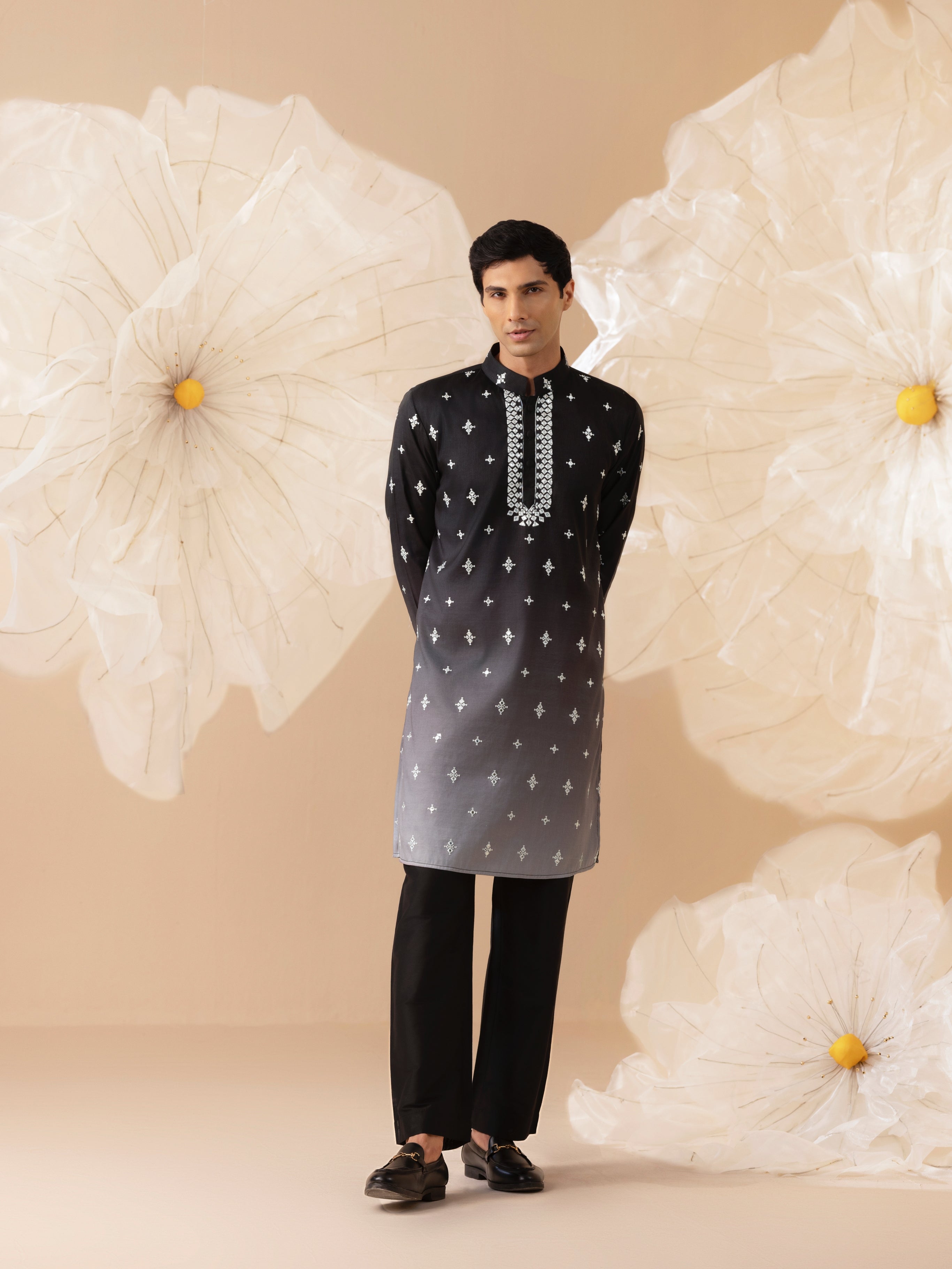 NOOR SILK MIRROR EMBROIDERY KURTA  SET