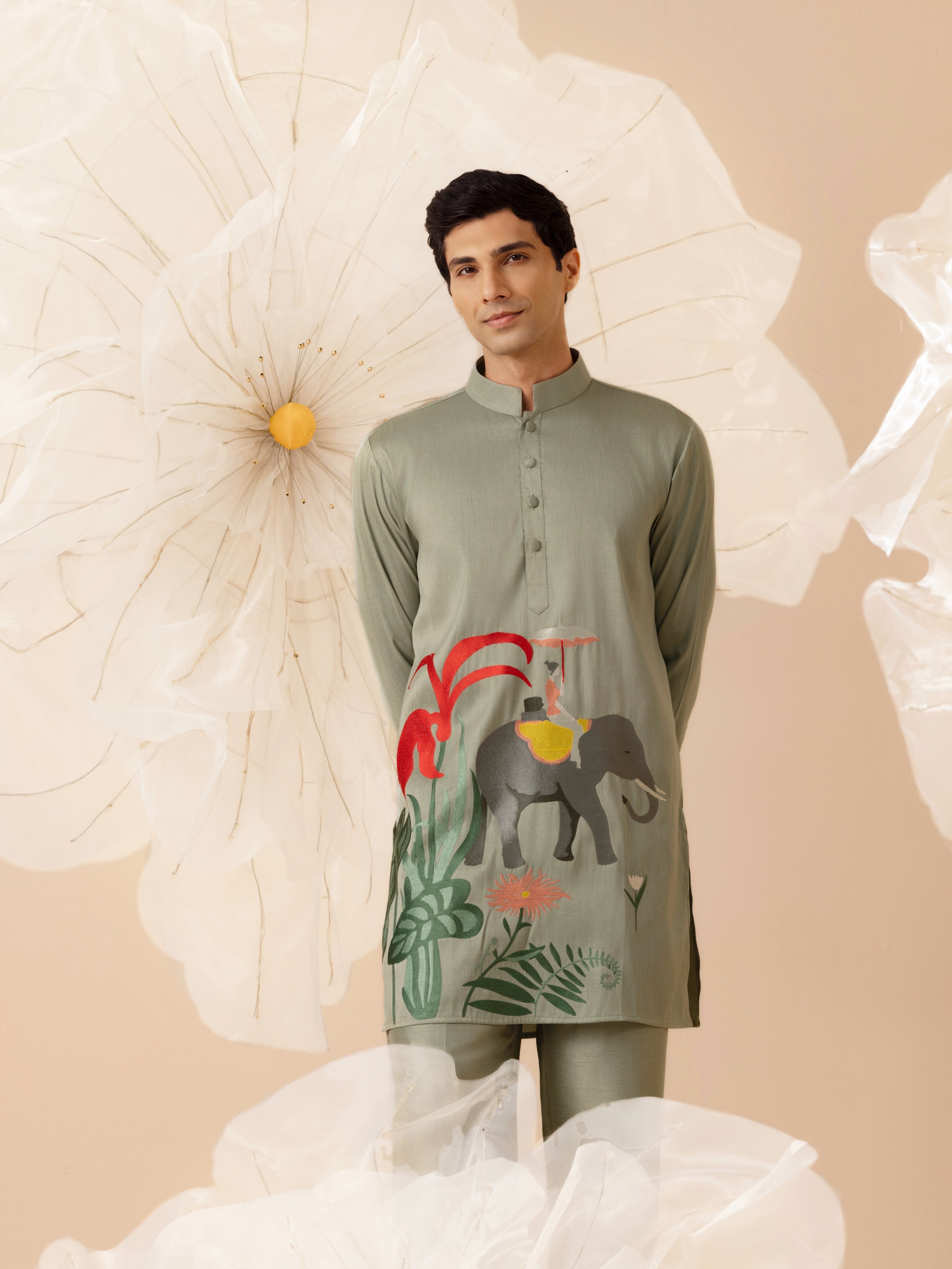BAGHBAN SILK  EMBROIDERY KURTA  SET