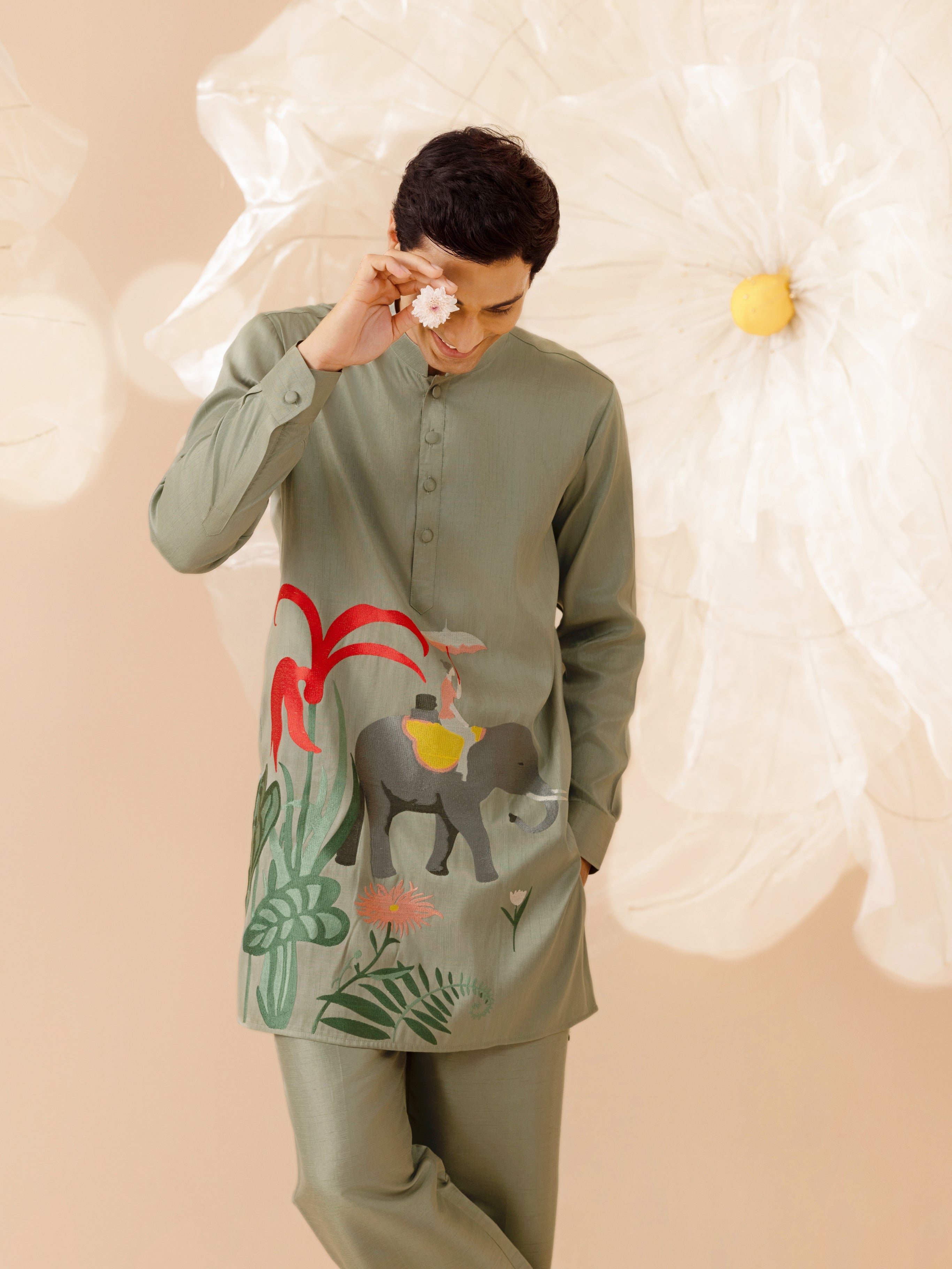 BAGHBAN SILK  EMBROIDERY KURTA  SET