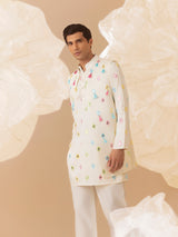 RANGREZ SILK MIRROR EMBROIDERY NEHRU JACKET SET