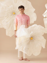 TARASH PEACH YELLOW MIRROR WORK KURTA SET