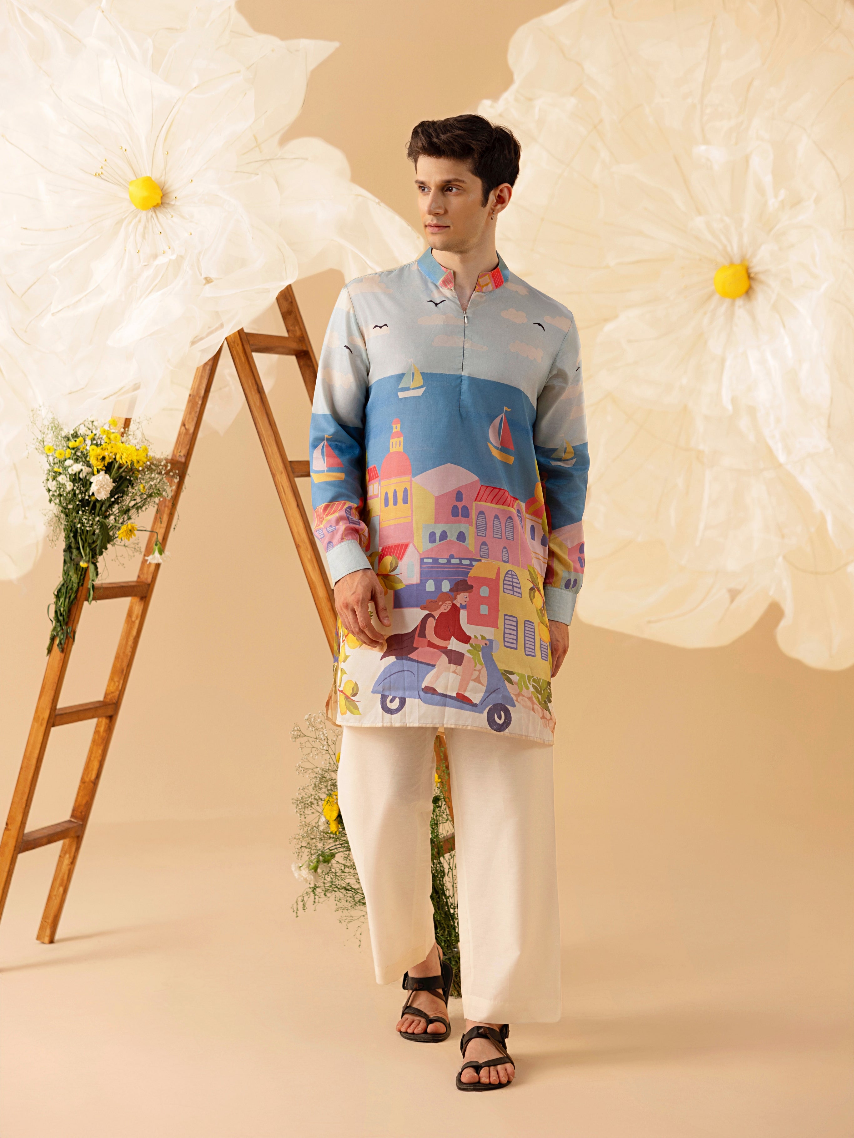 COASTEL RIDE SILK KURTA