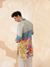 COASTEL RIDE SILK KURTA
