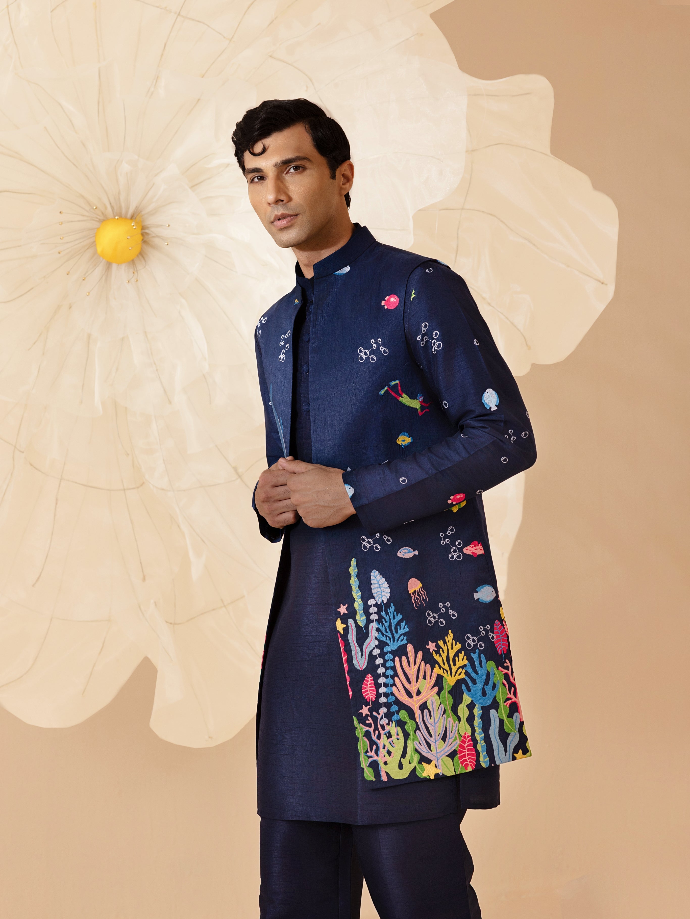 DARIYA - Silk Embroidery Nehru Jacket Set