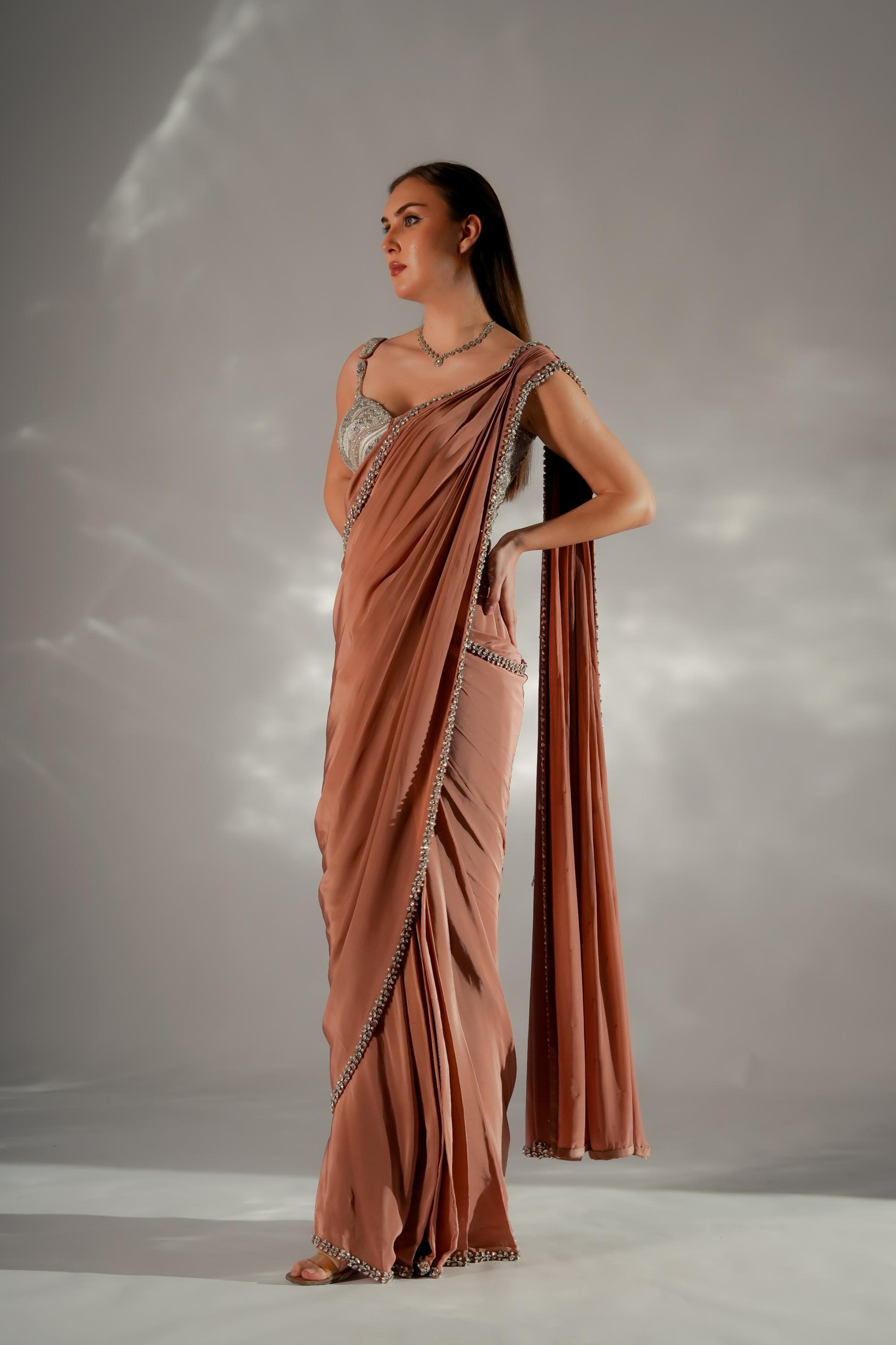 Zarina pearl drape saree