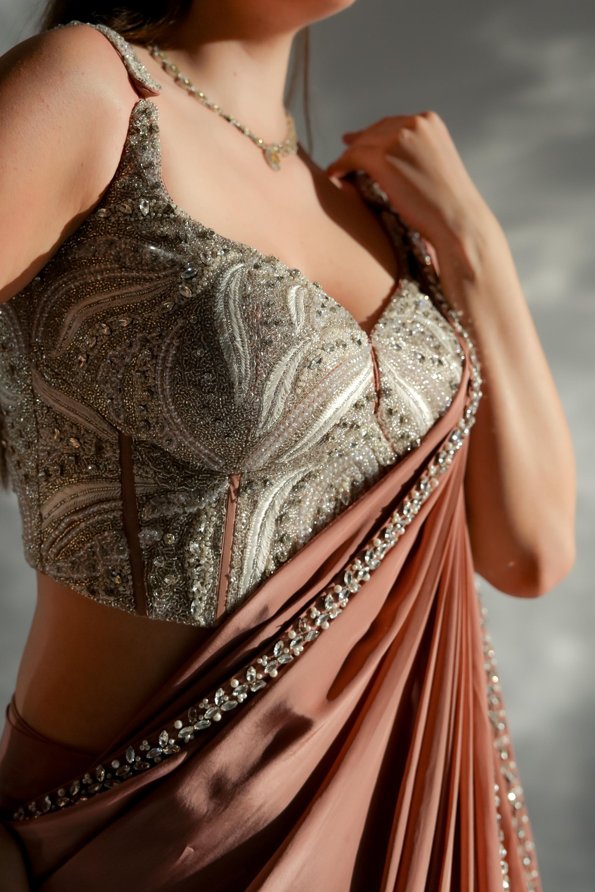 Zarina pearl drape saree