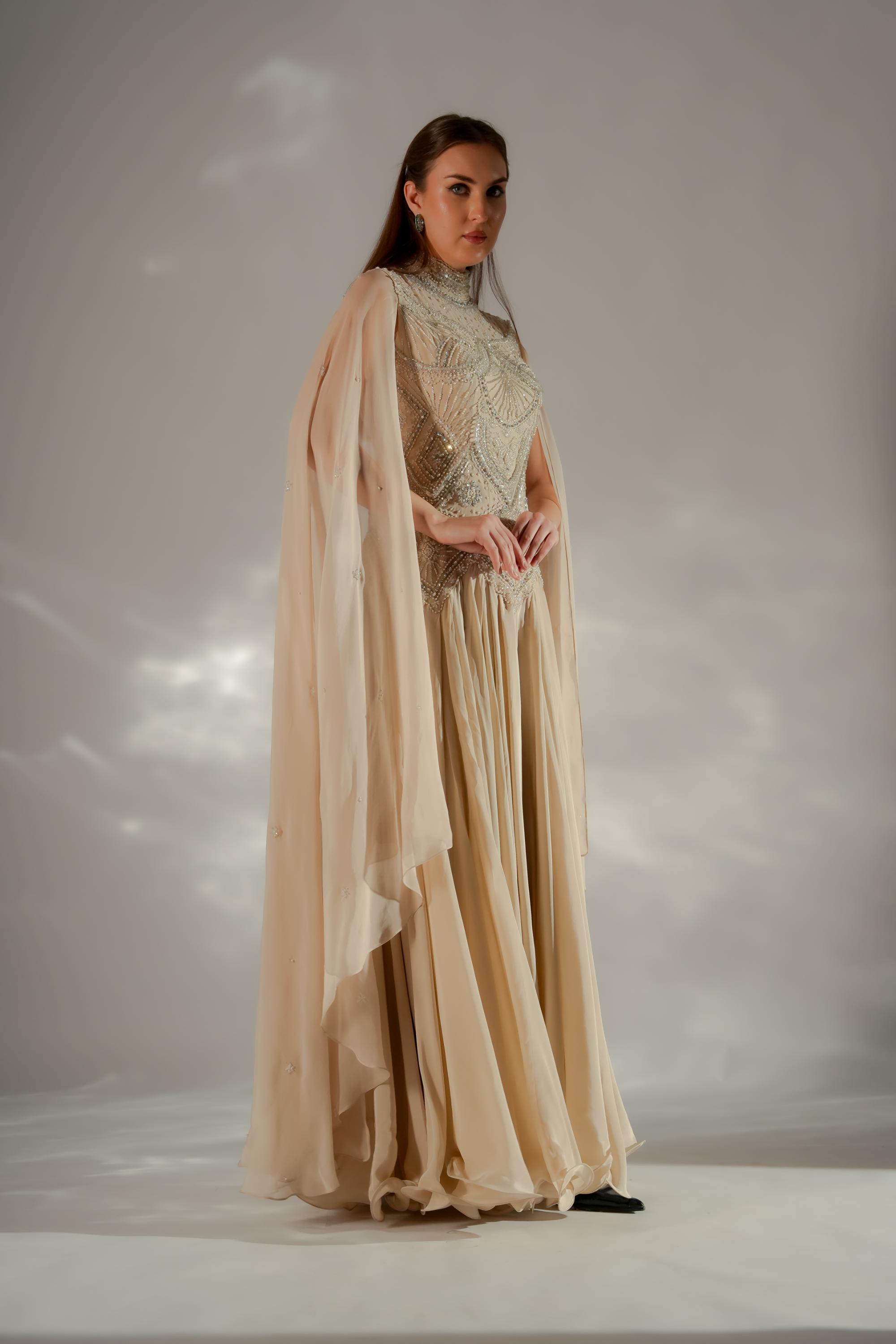 Celeste cape gown