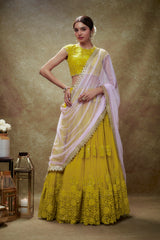 Haldi floral threadwork lehenga set