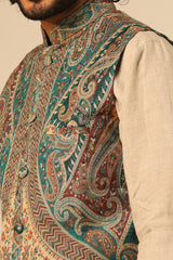 Yuvan Fine Wool Silk Waist Coat