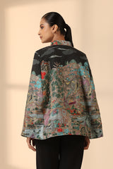 Estelle Fine Wool Silk Kalamkari Cape