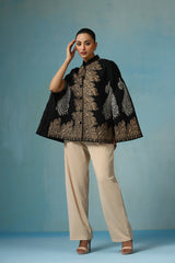 Ira Fine Wool Silk with Zari Embroidery Cape