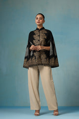 Ira Fine Wool Silk with Zari Embroidery Cape