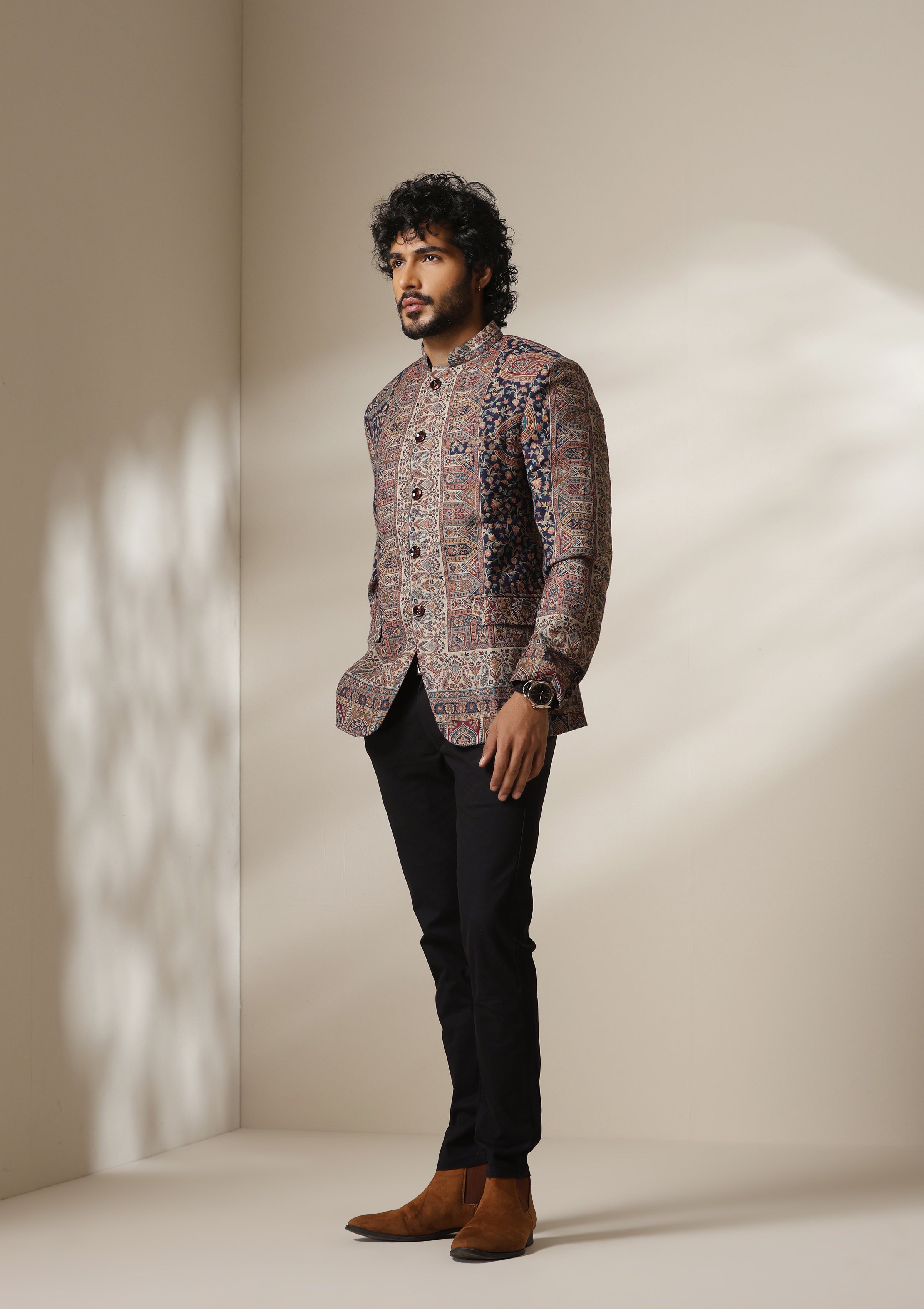 Heritage Mosaic pashmina blend Jacket/Bandgala
