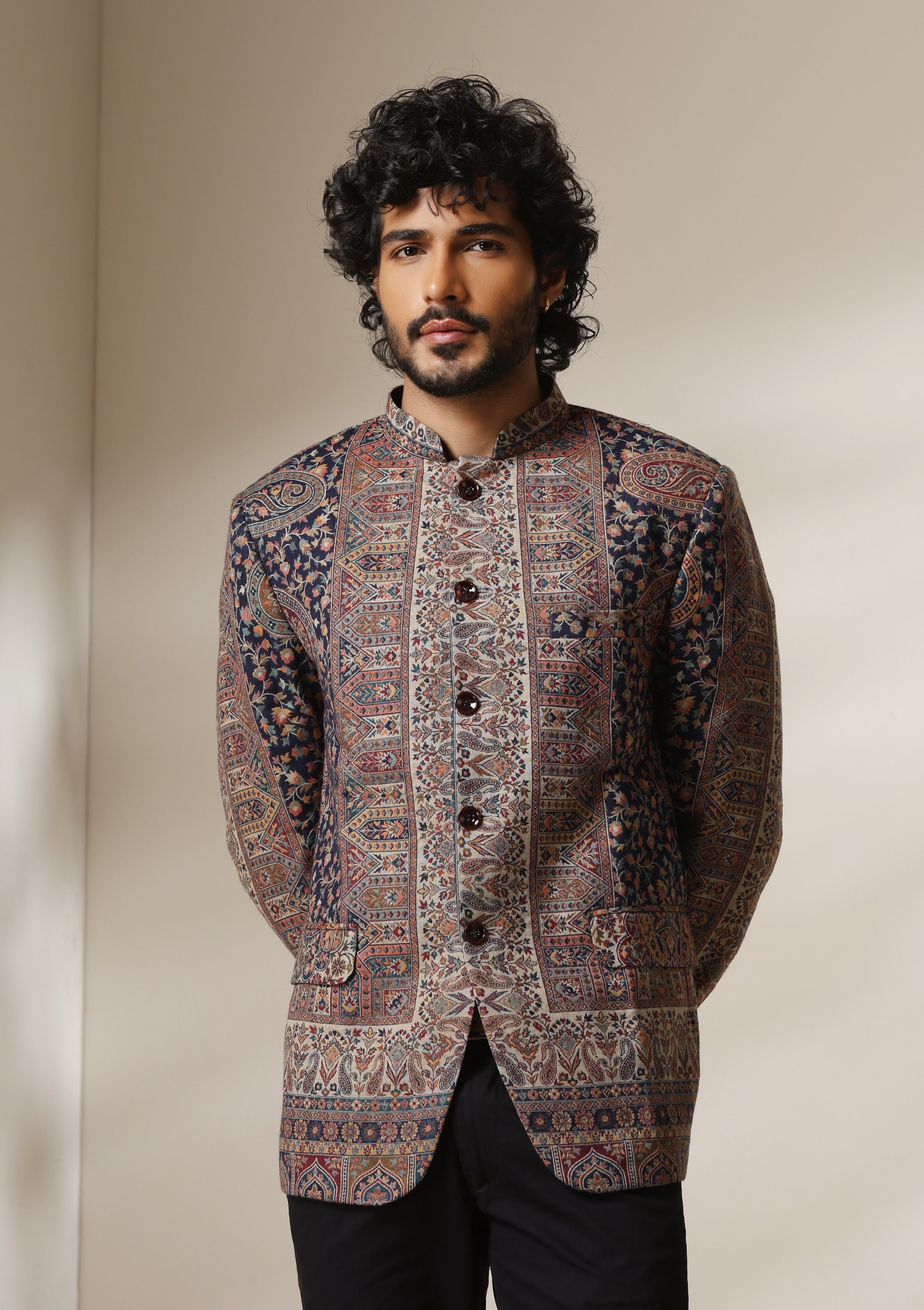 Heritage Mosaic pashmina blend Jacket/Bandgala