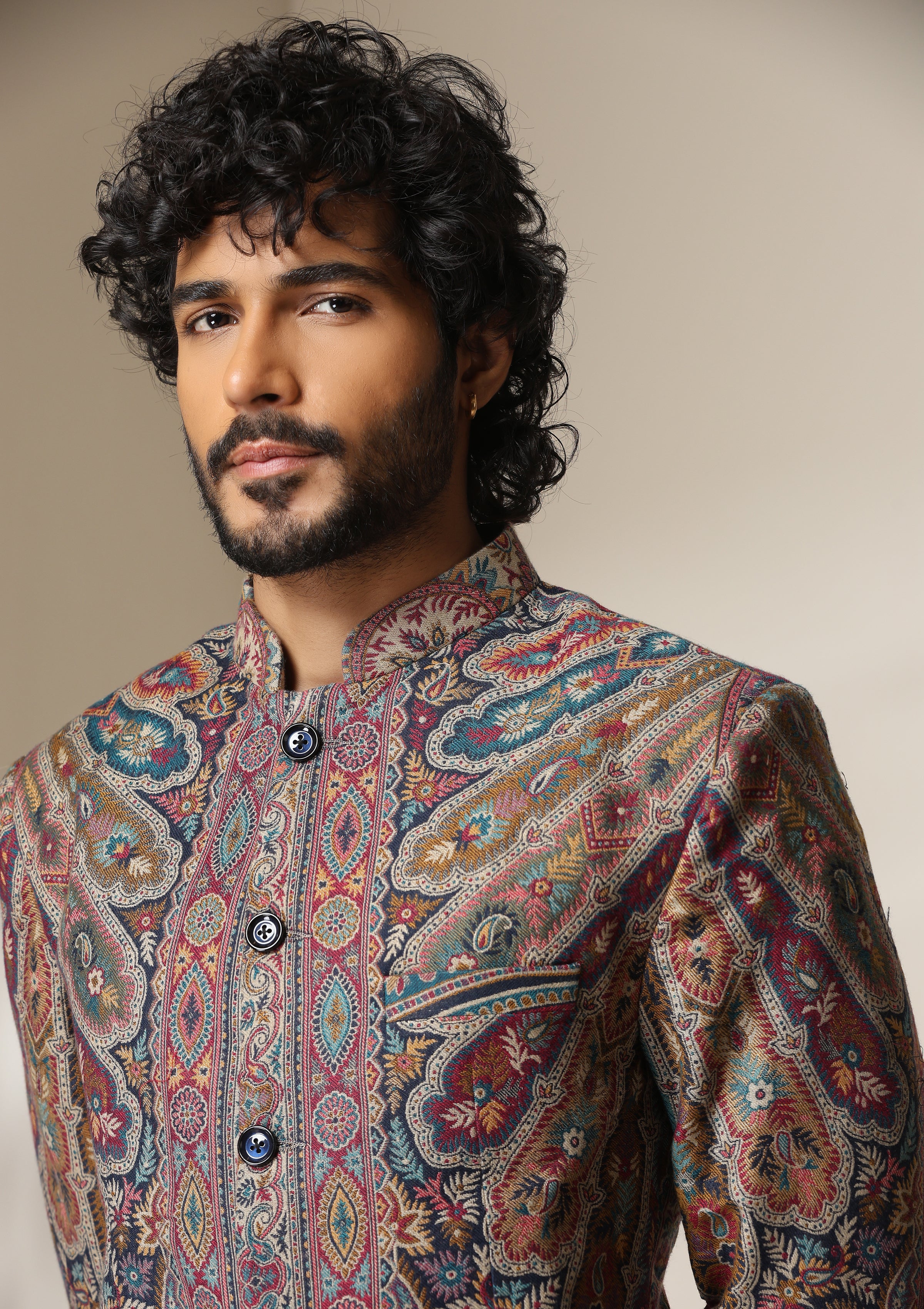 Kashmir Royal Heritage pashmina blend Jacket/Bandgala