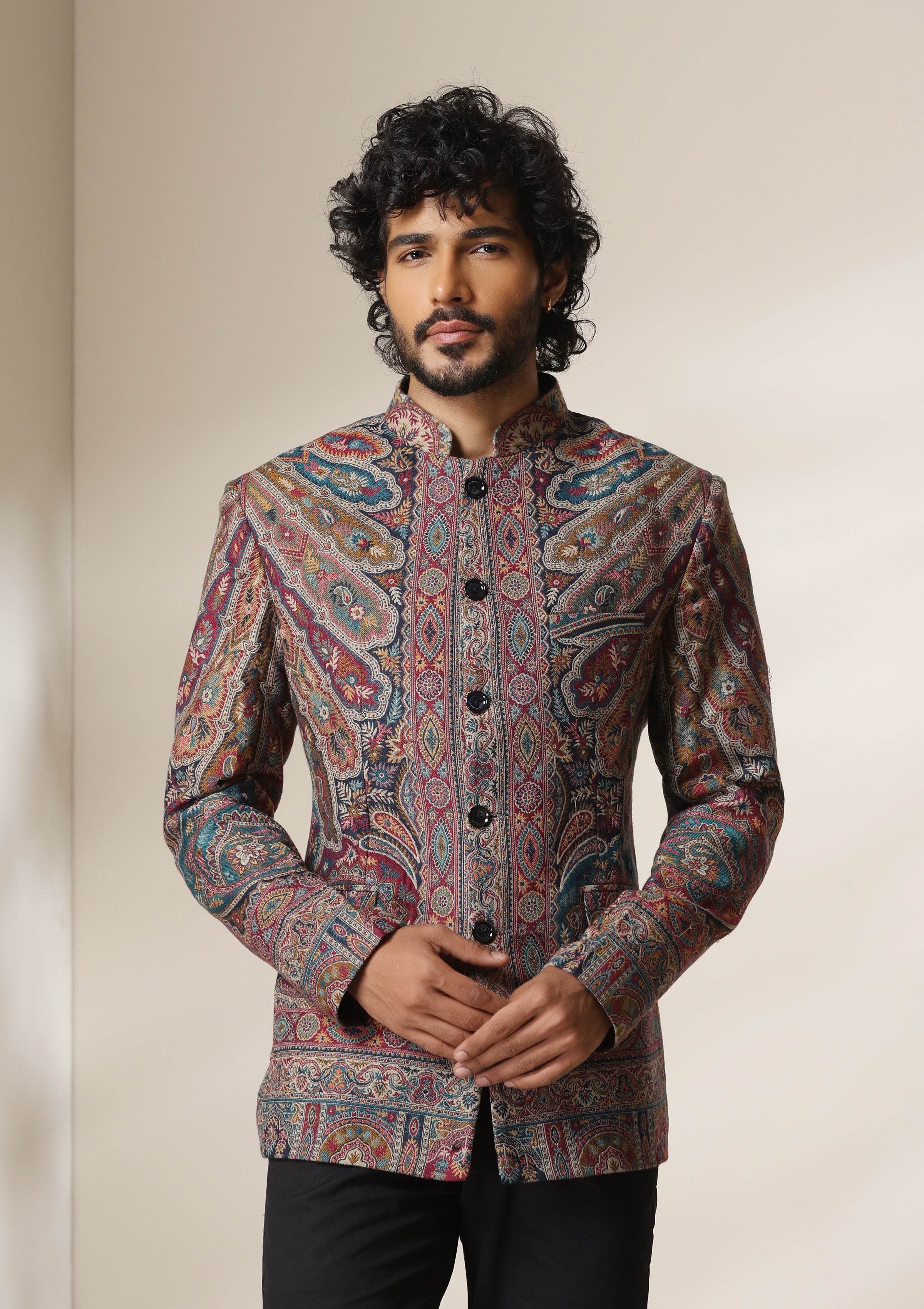 Kashmir Royal Heritage pashmina blend Jacket/Bandgala