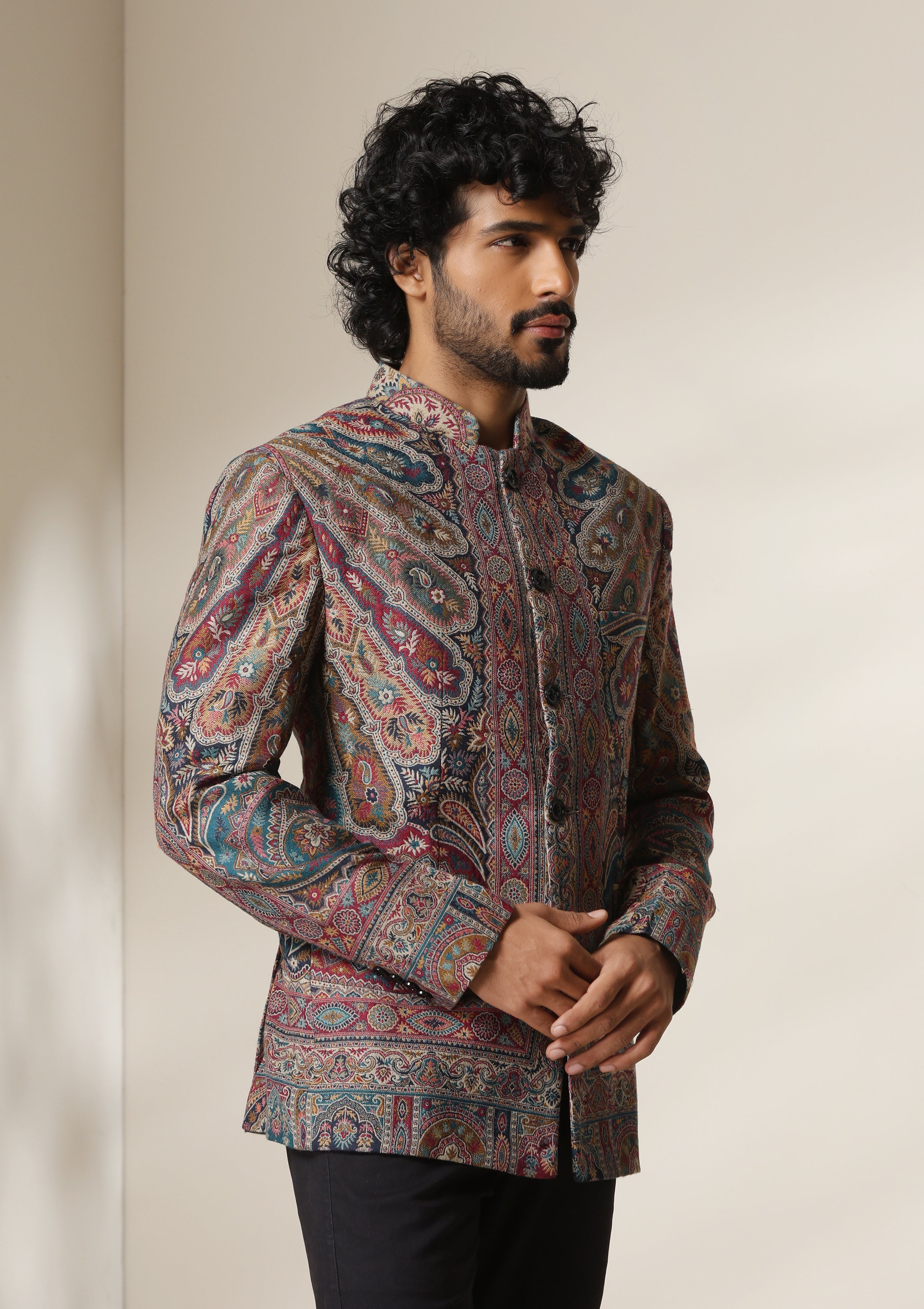 Kashmir Royal Heritage pashmina blend Jacket/Bandgala