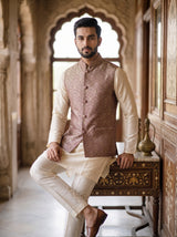 Pratap Banarasi Bandi: Men's Gold Floral Waist Coat
