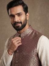 Pratap Banarasi Bandi: Men's Gold Floral Waist Coat